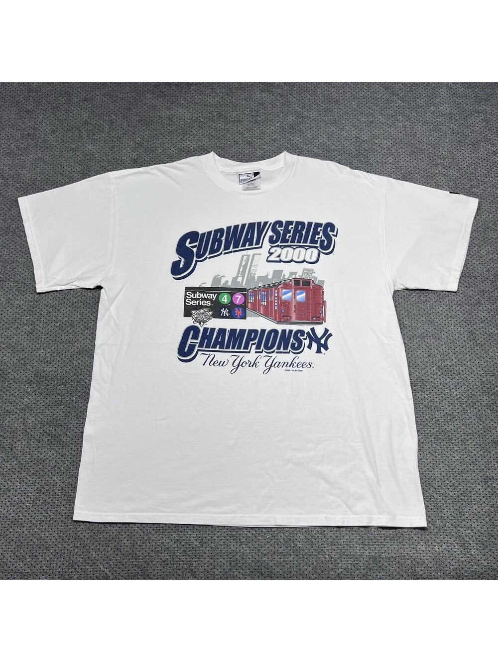 Vintage Puma New York Yankees Subway Series Champions T-Shirt XL RARE MENS WHITE